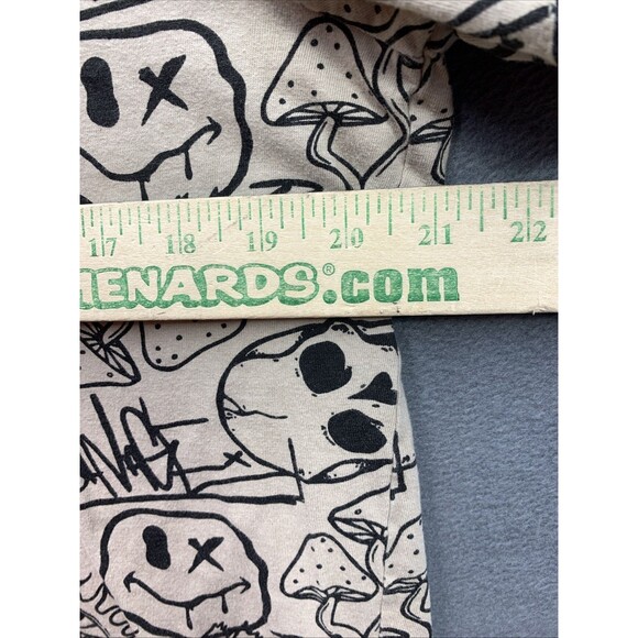 WXYZ Graphic Tee T-Shirt Men's Mushroom Emoji Skulls Crewneck Short Beige Medium - Picture 4 of 12